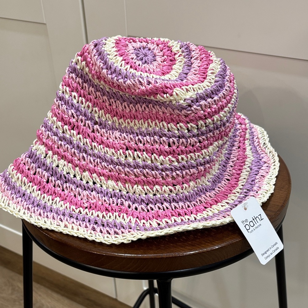 Pink and Purple Crochet Stray Bucket Hat